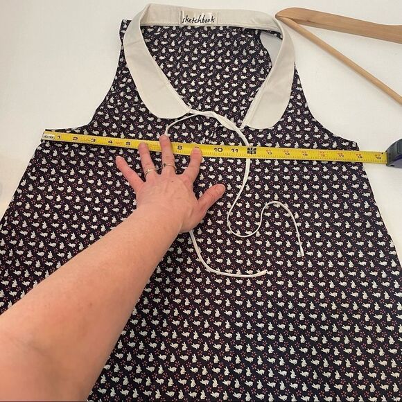 Sketchbook Anthropologie navy & white rabbit print sleeveless top Peter Pan XS - Picture 9 of 9